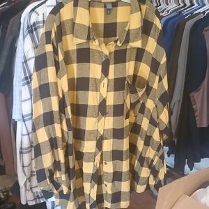 Wild Fable Yellow and Black Plaid Men's Shirt